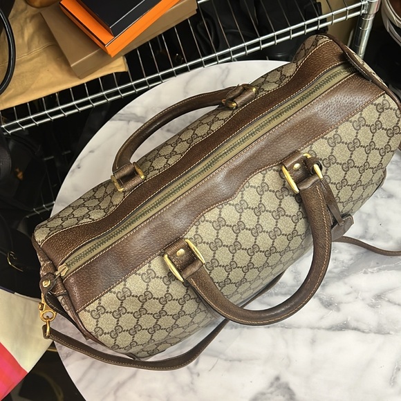 Vintage Gucci | GG Monogram Weekender Duffle Boston Bag w/ Built-In Lock - Picture 6 of 17